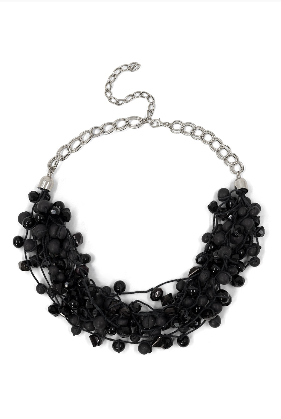 Collar Duo Black en capas con cuentas y cadena ajustable