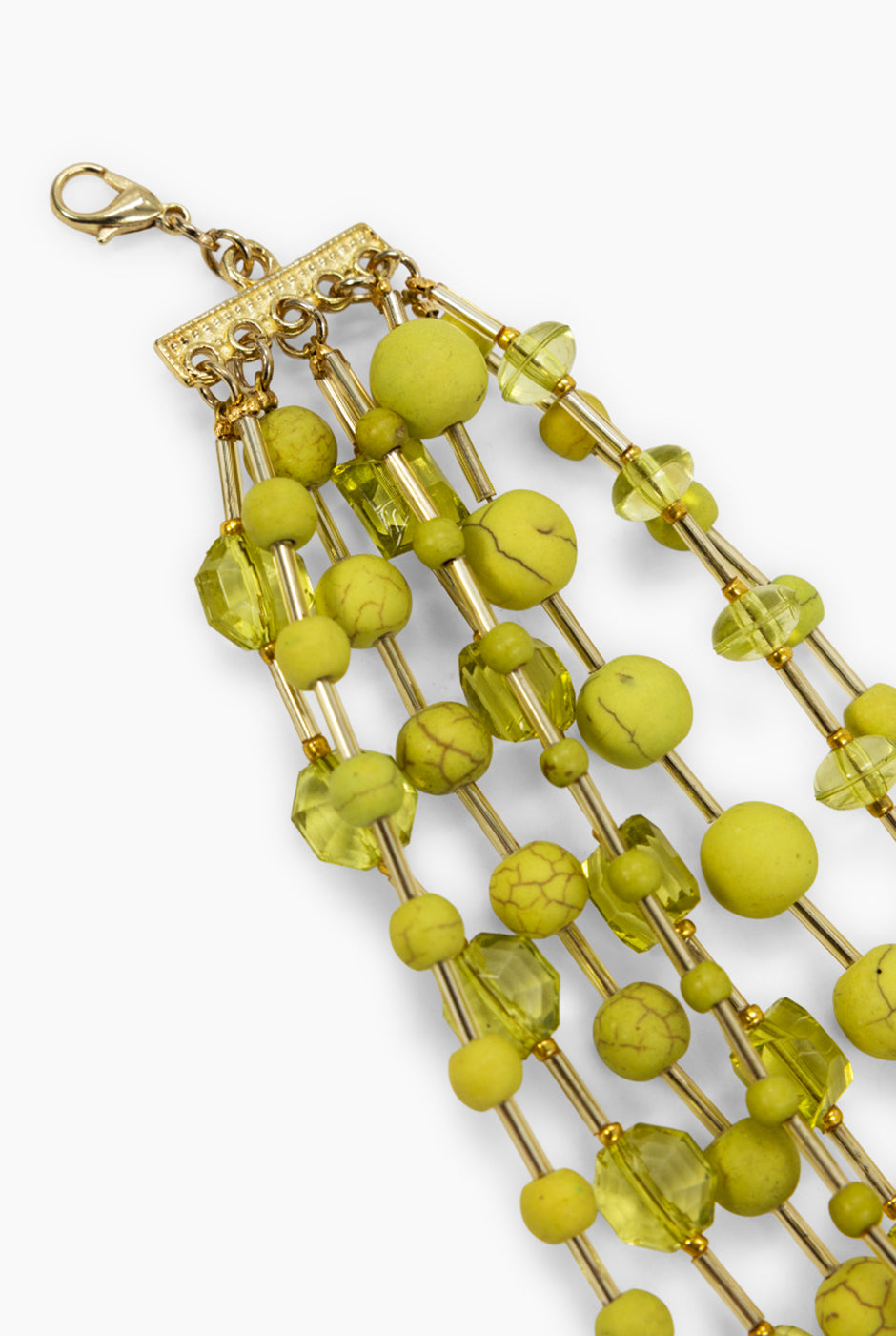 Pulsera Capas Citron en verde limón con cuentas mixtas