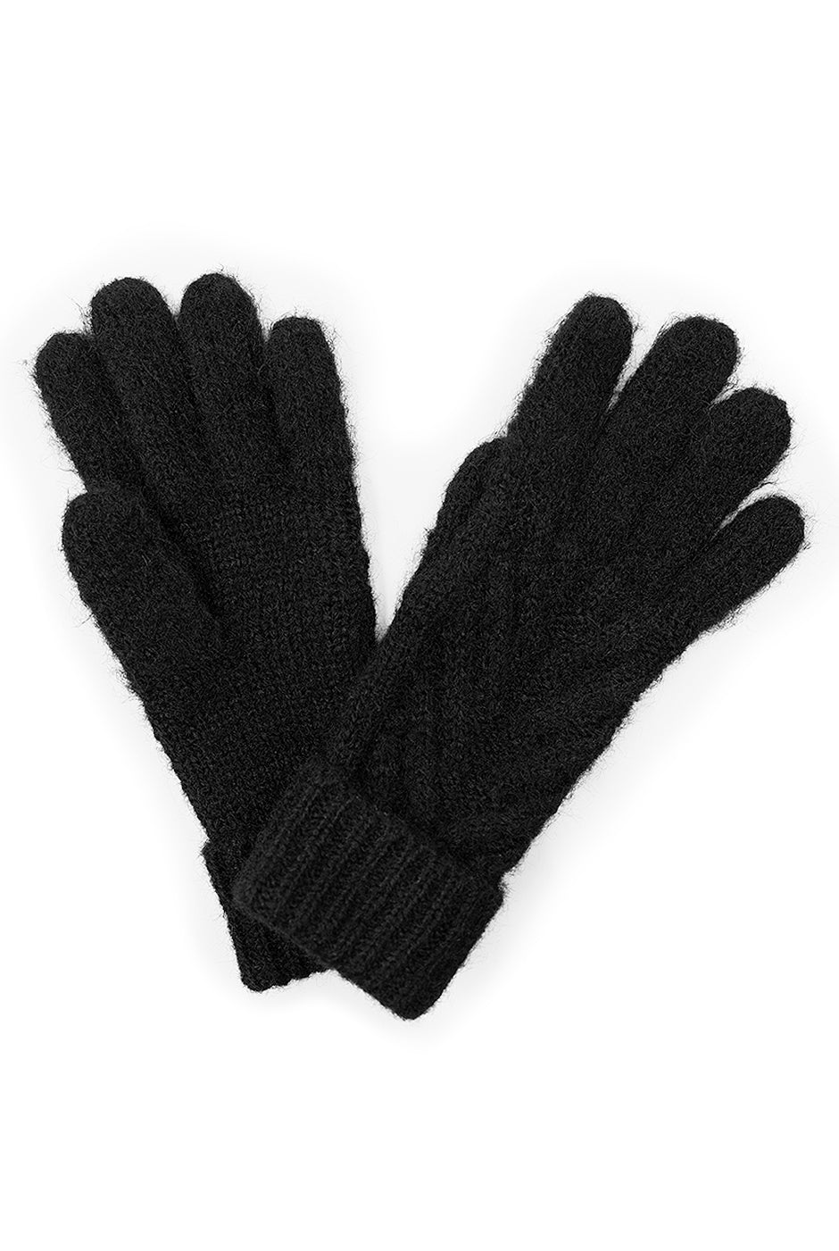 Guantes Black Knit en tejido trenzado negro con puños acanalados