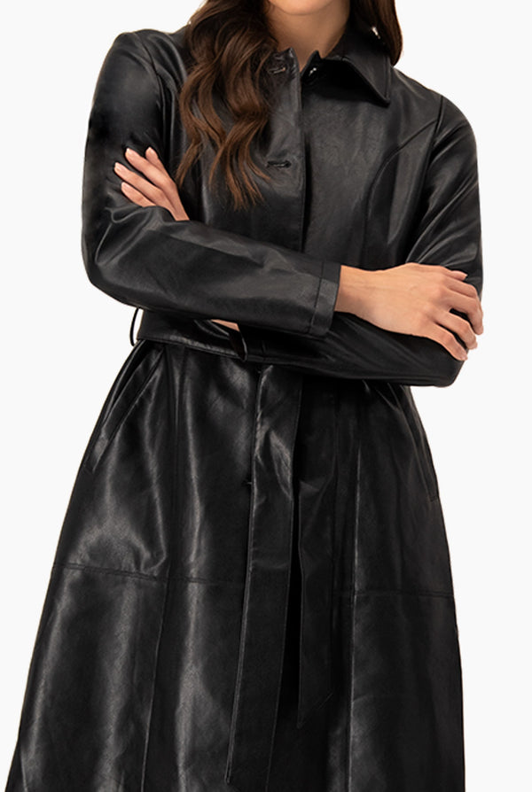 Gabardina PU Elegante Negra